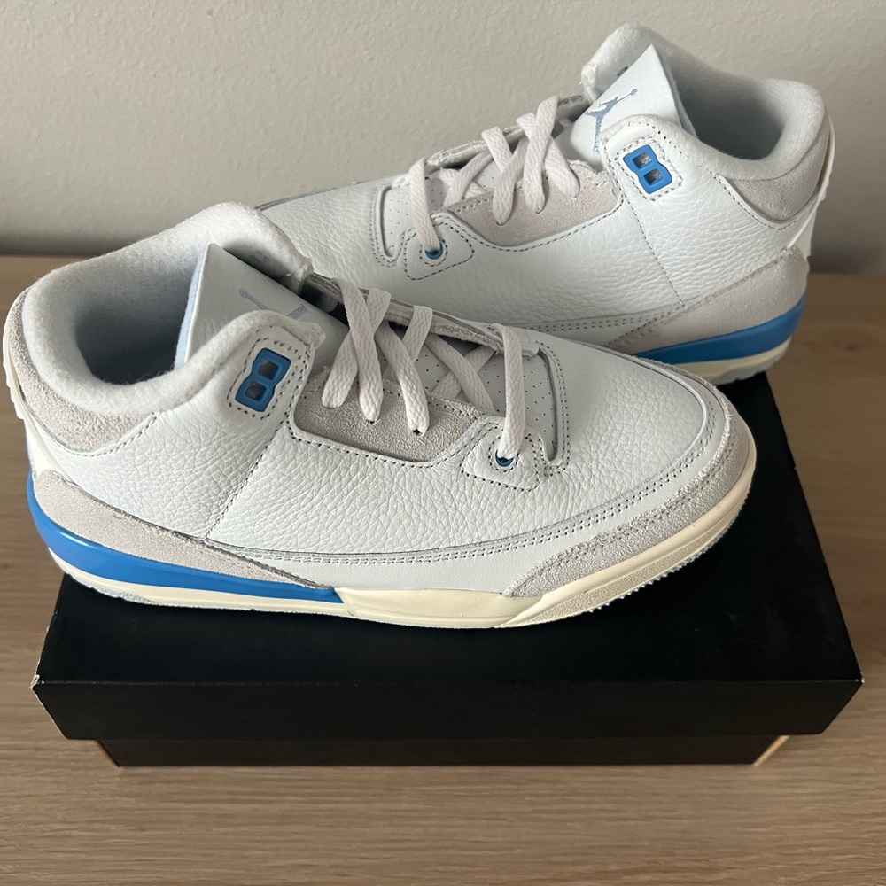 Air Jordan’s White and Blue Sneakers